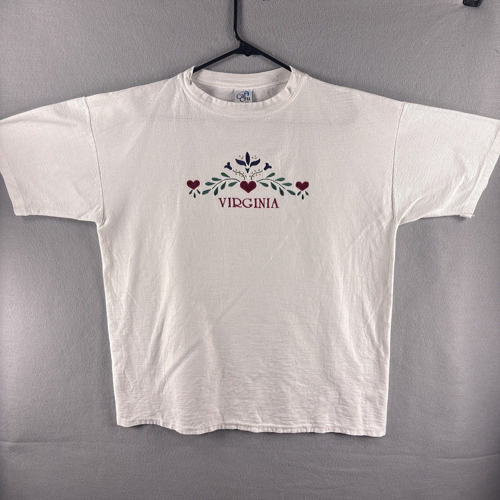 Vintage Virginia Hearts XL T-Shirt Single Stitch Ribbed Cotton Embroidered